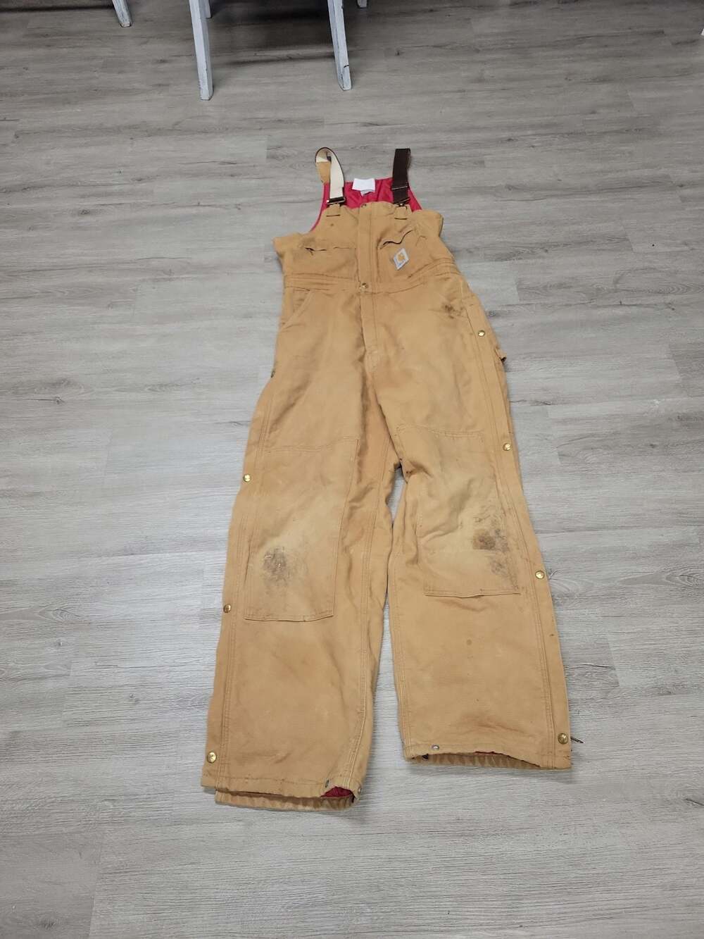 Carhartt R04 BRN Quilted Lined Duck Bib Overalls 35x32